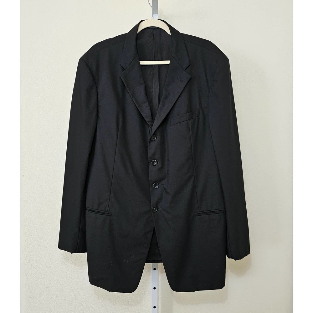 ARMANI COLLEZIONI Vintage Men's Black Wool Single-Breasted Button Blazer Sz 44R - Picture 1 of 11